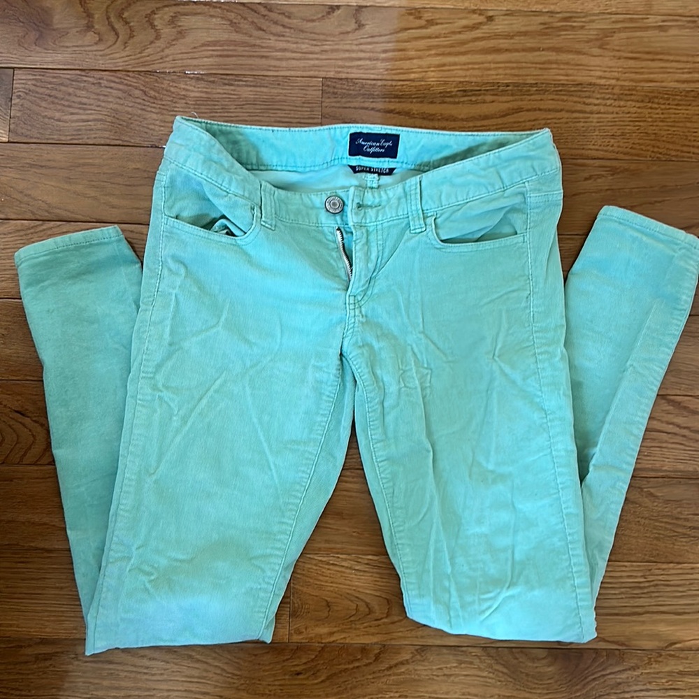 Mint corduroy American eagle pants